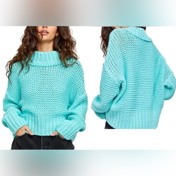 Free People Sweaters - FREE PEOPLE MY ONLY SUNSHINE CHUNKY KNIT, RIBBED EDGES, MOCK NECK XS